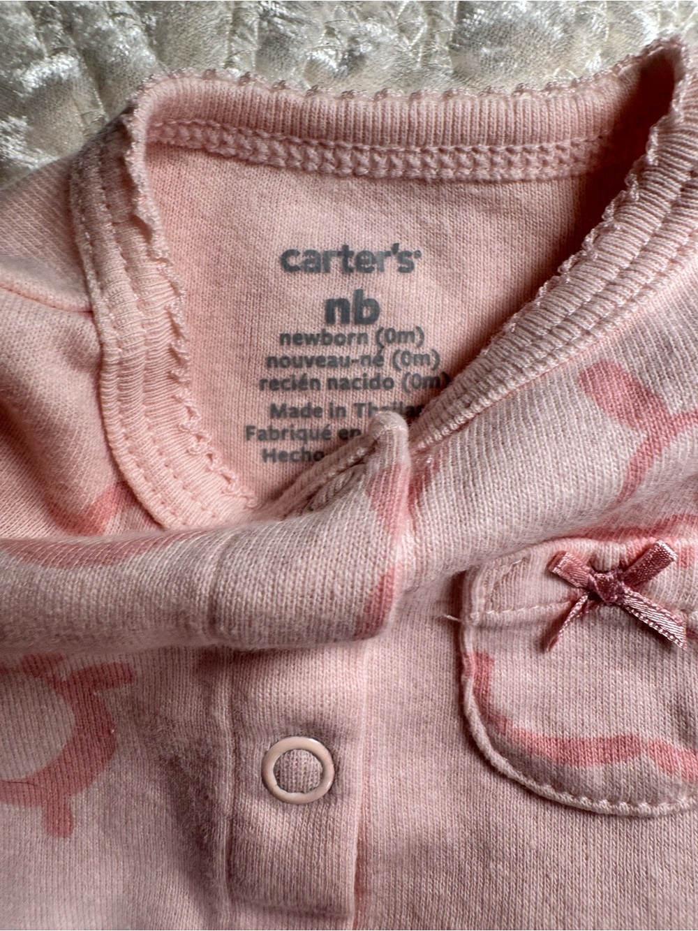 Carter's & Gerber Gray and Pink Rainbow Footed One-Piece NNW - Picture 2 of 5